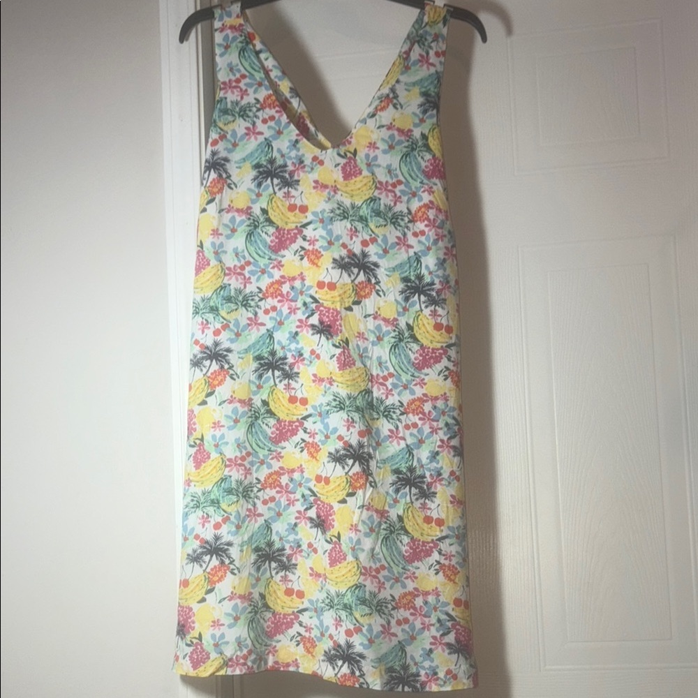 LOFT Yellow Pink Sleeveless V-Neck Sundress